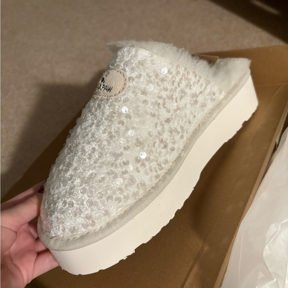 BearPaw White Sequin Mules